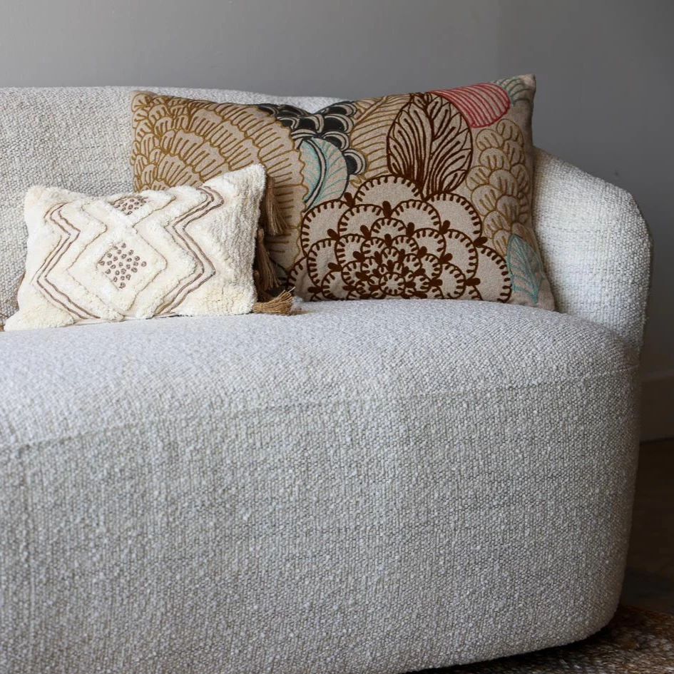Hepburn Curved White Boucle Sofa - Image 4